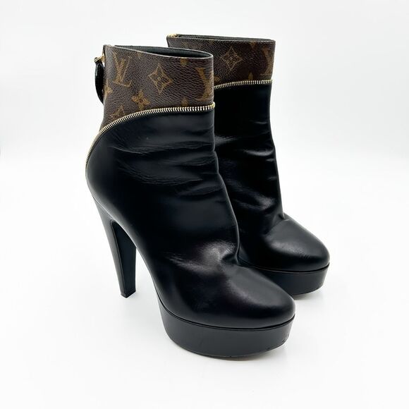 Louis Vuitton LV Monogram Afterglow Platform Leather Boots EU 37 US 7 - Picture 2 of 16